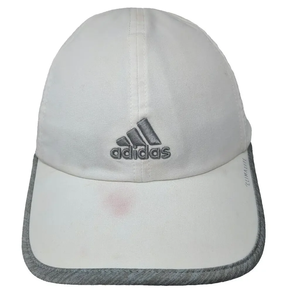 Adidas Baseball Cap White One Size Climalite Embroidered Logo Strapback Hat